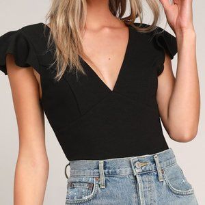Lulu's Black Ruffle Top